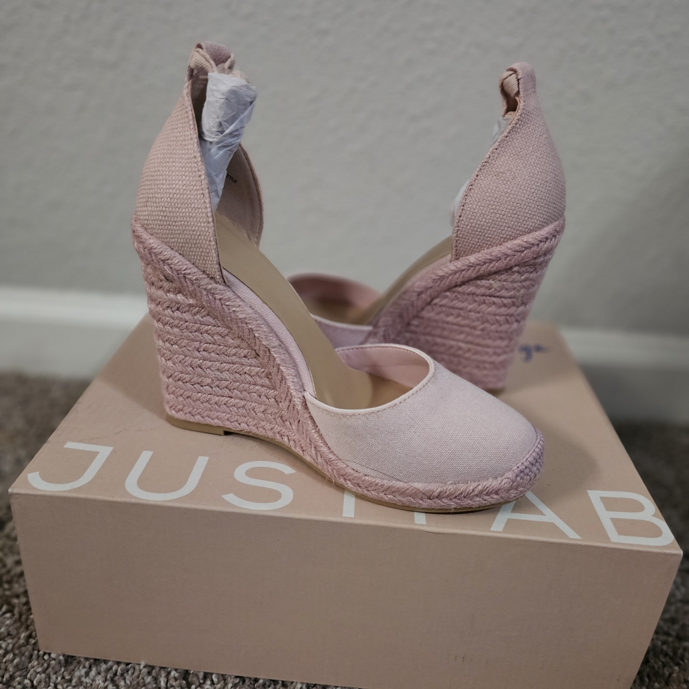JustFab Pink Wedge Espadrilles